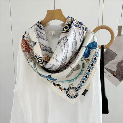 Double Sided 100% Silk Scarf Neckerchief 2024 Spring Womens Fashion Square 90 Silk Scarf Shawl - JOUDFI