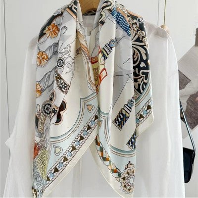 Double Sided 100% Silk Scarf Neckerchief 2024 Spring Womens Fashion Square 90 Silk Scarf Shawl - JOUDFI