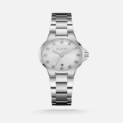 Elvi Women's Watch with Steel Strap in Silver Color - JOUDFI