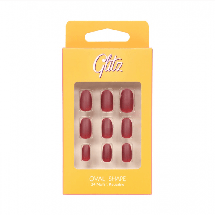 Glitz press on Nails Oval Tango Red - 5 - JOUDFI