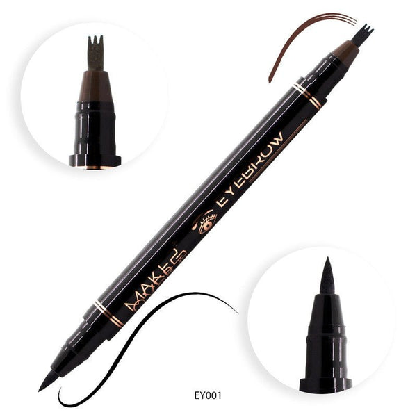 Make Over 22 Pen 2 - In - 1 Eyebrow And Eyeliner Black/Chocolate - EY001 - JOUDFI